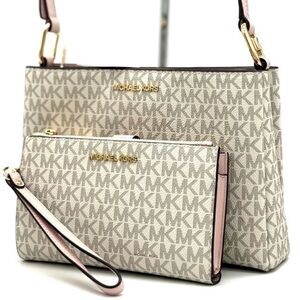 Michael Kors Trisha MD Triple Compartment Xbody Bag & Double Zip Wallet Set